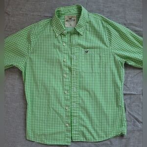 Hollister Men's Green Plaid Shirt